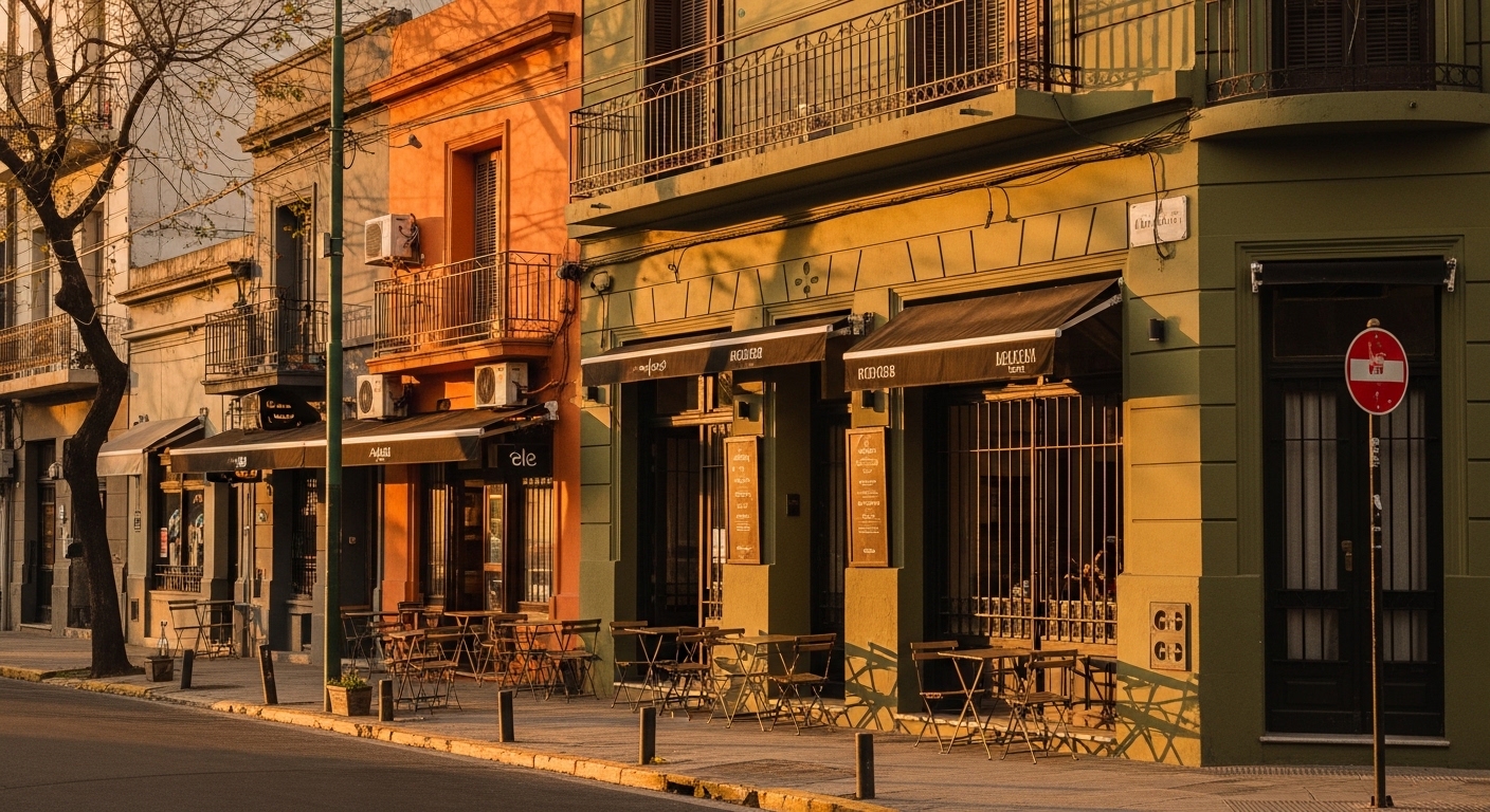 Calle de Palermo Soho en Buenos Aires al atardecer